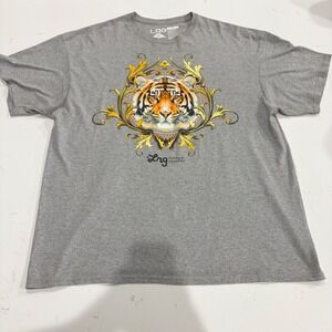 LRG Mens Tiger Graphic Tee Gray Short Sleeve Streetwear T-Shirt 2XL